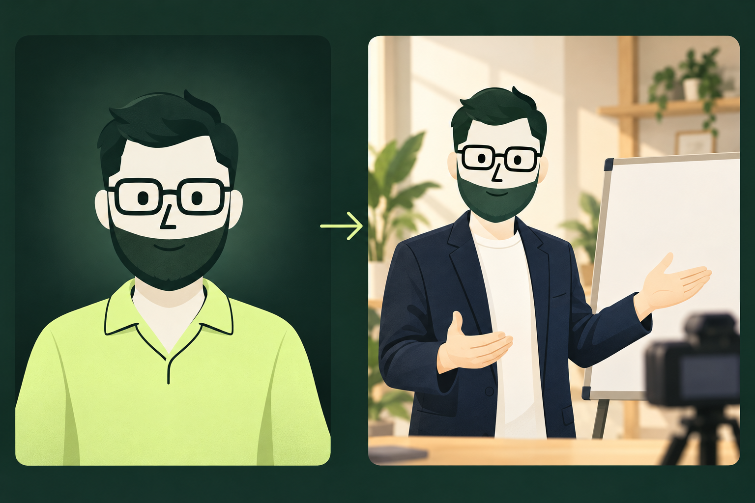 Existing fictional digital-presenter concept; not a finished service example