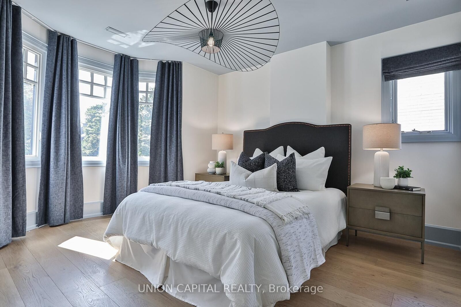 Bedroom with bay windows